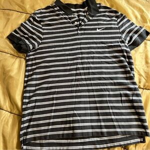 Nike Men's Black Striped Polo Shirt XL